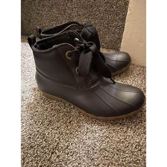 Sperry Saltwater 2-eye Leather Black Duck Boots Ankle Rain Boots Women’s Size 6 - Picture 2 of 6